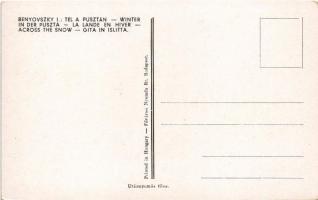 Tél a pusztán. Magyar folklór művészlap / Hungarian folklore art postcard, winter s: Benyovszky Istv...