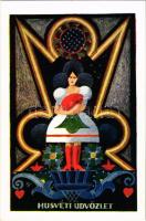 Húsvéti üdvözlet. Magyar művészlap. Rigler József Ede R.J.E. 303. / Hungarian Easter greeting art po...