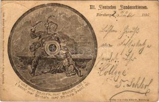 1897 Nürnberg, Nuremberg; XII. Deutsches Bundesschiessen. Verlag von Fritz Schardt / 12th German fed...