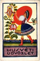 Húsvéti üdvözlet. Magyar művészlap. Rigler József Ede R.J.E. 310. / Hungarian Easter greeting art po...