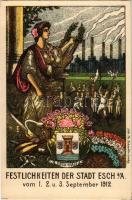 Festlichkeiten der Stadt Esch vom 1. 2. u. 3. September 1912 / Esch City Festival advertisement, spo...