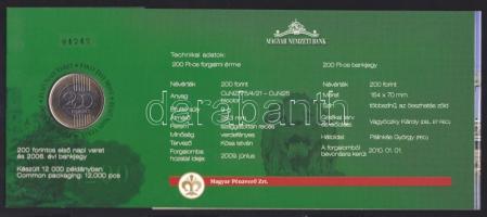 2009. 200Ft elsőnapi veret + 200Ft bankjegy "Búcsú a 200Ft-os bankjegytől" díszcsomagolásb...