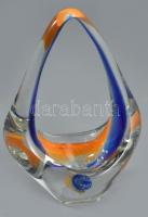 Cseh részben színezett asztaldísz, jelzés nélkül, m: 18 cm