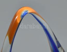 Cseh részben színezett asztaldísz, jelzés nélkül, m: 18 cm