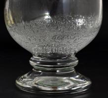 Iparművész anyagában buborékos hutaüveg talpas kínáló, hibátlan, 14x15 cm