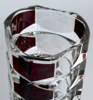 Francia design váza, bíborpácolt részekkel, jelzett, m: 24,5 cm