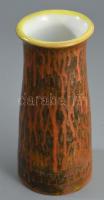 BJ jelzéssel iparművész váza, mázhibával, m: 20 cm