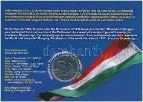 2009. 50Ft Cu-Ni "20 éves a Rendszerváltás" Hivatalos Forgalmi pénz, emléklapon T:UNC