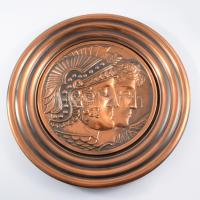 Római stílusú rezezett falitál, d: 35 cm