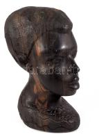 Régi afrikai ébenfa fej szobor, m: 19 cm