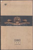 1951 Fashions for Gentlemen. No. 92. Summer 1951. Férfi divatkatalógus (nyár), fekete-fehér és színes illusztrációkkal, angol nyelven. Kiadói papírkötés, kissé sérült, foltos borítóval, helyenként kissé foltos lapokkal, a hátsó borítón firkával.