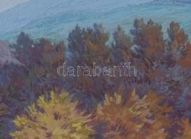 Mátrai Vilmos (1877-1961): Őszi táj, 1949. Akvarell, papír, jelzett. Dekoratív, üvegezett fakeretben...