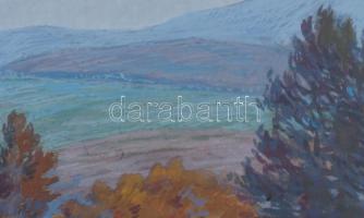 Mátrai Vilmos (1877-1961): Őszi táj, 1949. Akvarell, papír, jelzett. Dekoratív, üvegezett fakeretben...