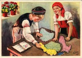 Szathmáry István: Ma csak gyerekjáték, holnap szent igazság: Az Isten remekét újból összerakják! Kiadja a Magyar Nemzeti Szövetség, Magyar Földrajzi Intézet rt. / Hungarian irredenta propaganda, Trianon s: Köves (EK)