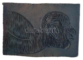 Perei Zoltán (1913-1992): Férfi fej fa nyomódúc. A tételhez tartozik a fametszet, papír. Jelzett. Bo...