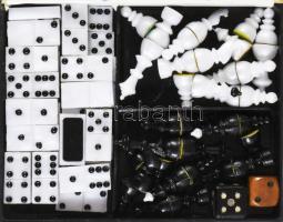 Utazó mágneses játékkészlet (sakk/malom/dominó), összecsukva 11x9x2 cm