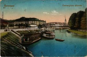 1928 Esztergom, csavargőzös állomás, híd (kis szakadás / small tear)