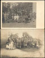 cca 1910-1915 Csoportképek, az egyiken katonák nővérekkel, 2 db fotólap, 9x14 cm