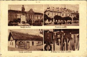 1950 Kiskőrös, Petőfi szobor, Petőfi szülőháza, belső részlet, Szarvas szálloda + "MOZGÓPOSTA 62 B" bélyegző (fl)