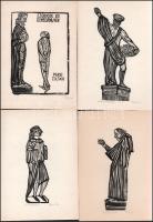 Perei Zoltán (1913-1992) : 10 db grafika szobrokról, többségében múzeumi gyűjteményekből (Magyar Nemzeti Galéria stb.). Fametszet, papír, mindegyik jelzett. Lapméret: 22x15,5 cm.