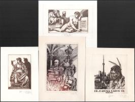 Vén Zoltán (1941- ): 4 db sokszorosított grafika). Rézkarc, papír, mindegyik jelzett, klf. méretekben
