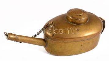 Antik réz olajozó, sérült, h: 13 cm