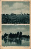 1943 Kiskundorozsma (Szeged), látkép, szélmalom, fürdő. Farkas István kiadása (fa)