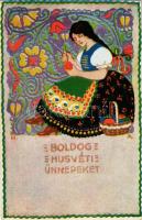 1925 Boldog húsvéti ünnepeket! Magyar művészlap. Rigler József Ede R.J.E. / Hungarian Easter greetin...