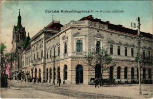 1913 Kiskunfélegyháza, Korona szálloda, kávéház, sör és bor csarnok. Royko B. kiadása (fl)