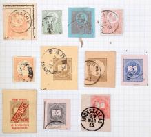 360 db régi, főleg külföldi díjjegyes kivágás házi készítésű füzetben