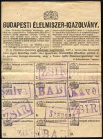 Budapest Székesfőváros élelmiszer-igazolványa