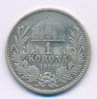 1893KB 1K Ag "Ferenc József" T:VF,F patina Adamo K5
