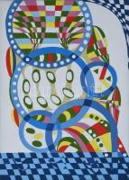 Sugár Gábor (1976-): Körkörök, 1925. Akril, vászon, jelzett, hátoldalán autográf felirattal és a művész bélyegzőjével, 70x50 cm