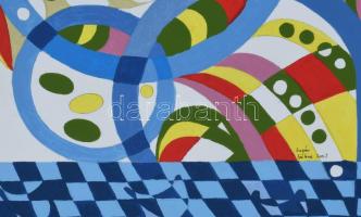 Sugár Gábor (1976-): Körkörök, 1925. Akril, vászon, jelzett, hátoldalán autográf felirattal és a műv...