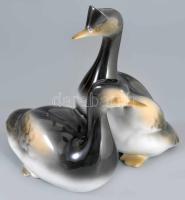 Hollóházi vadkacsapár Kézzel festett, jelzett, hibátlan m: 23 cm