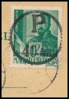 Abony 1945 Portós ajánlott helyi levelezőlap 20f/12f, 40f/12f, 2 x 1,40P/12f portó bélyegekkel, az a...