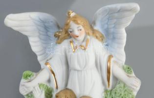 Szenteltvíztartó. Kézzel festett, jelzett biszkvit porcelán, hibátlan m: 14 cm