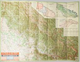 1940 Kárpátalja térképe, rajta a Magyarországhoz visszacsatolt területekkel, 1 : 200.000, Bp., M. Ki...