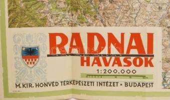 1942 Radnai-havasok (Erdély) térképe, 1942. május 1-i határokkal, 1 : 200.000, Bp., M. Kir. Honvéd T...