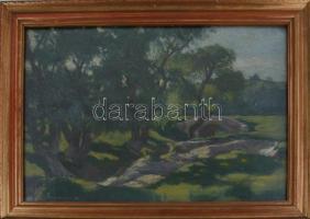 Einczinger Ferenc (1879-1950): Esztergom, Zsidódi híd. Olaj, karton, jelzett. Üvegezett fakeretben. 30x42 cm