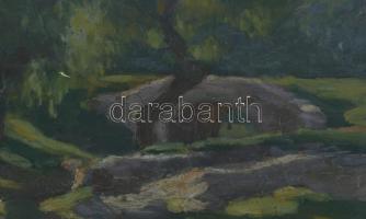 Einczinger Ferenc (1879-1950): Esztergom, Zsidódi híd. Olaj, karton, jelzett. Üvegezett fakeretben. ...