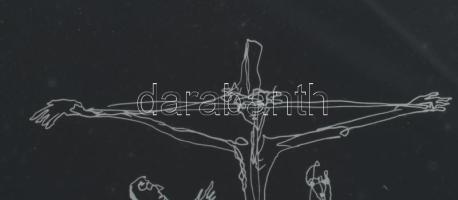 Szappanyos Béla (1930-1964): Krisztus a kereszten. Vegyes technika, karton. Jelzett. Üvegezett faker...