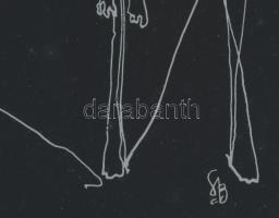 Szappanyos Béla (1930-1964): Krisztus a kereszten. Vegyes technika, karton. Jelzett. Üvegezett faker...