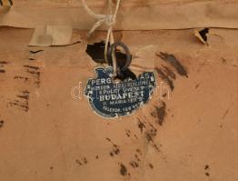 Ikon - Mária a kisdeddel. cca 20. sz. eleje, feltehetően görög, réz okláddal, nyitható üvegezett ker...