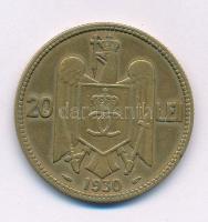 Románia 1930. 20L Ni-sárgaréz "II. Károly" T:XF,VF patina Románia 1930. 20 Lei Ni-brass "Carol II" C:XF,VF patina Krause KM#51