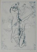 Reich Károly (1922-1988): Salome. Hidegtű, papír, jelzett, számozott (68/100), üvegezett fakeretben, 29×19 cm. Üvegezett fakeretben.