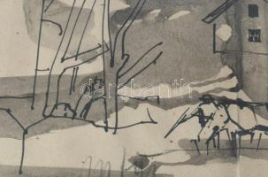 M.Tóth István (1922-2006): Hévizi vázlatok. Lavírozott tus, papír, jelzett, üvegezett fakeretben, 16...