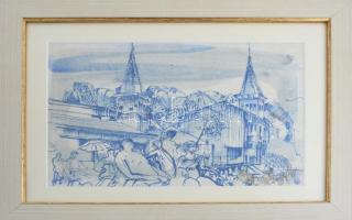 M.Tóth István (1922-2006): Hévizi részlet. Vegyes technika, papír, jelzett, üvegezett fakeretben, 20...