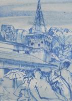 M.Tóth István (1922-2006): Hévizi részlet. Vegyes technika, papír, jelzett, üvegezett fakeretben, 20...