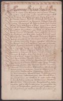 1749 A garamszentbenedeki konvent mint hiteles hely által megerősített irat 8 beírt oldalon papírfelzetes viaszpecséttel 1749 Document confirmed by the Hronsky Benadik convent as an authentic place, 8 inscribed pages with a paper-based wax seal